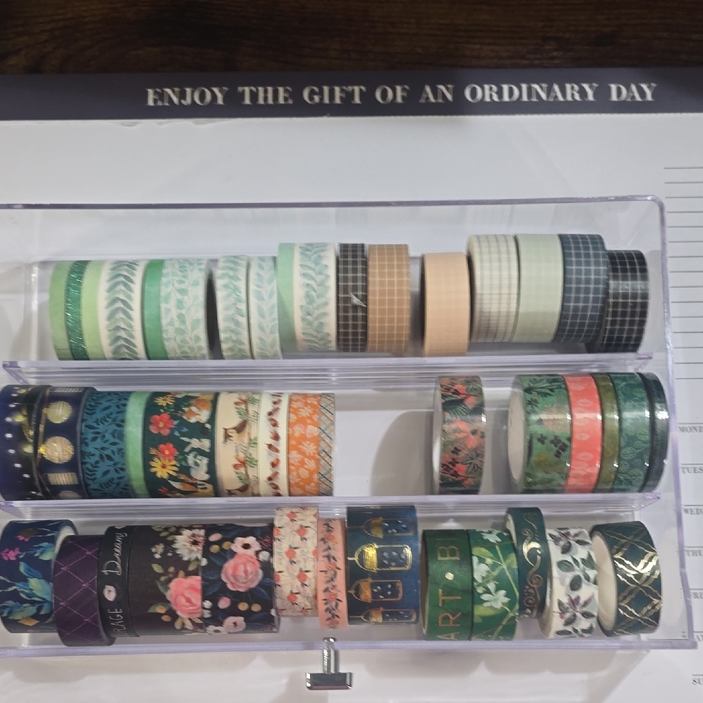 Assorted Floral & Patterned Washi Tape Set — Greens, Teal, Pink, Gold